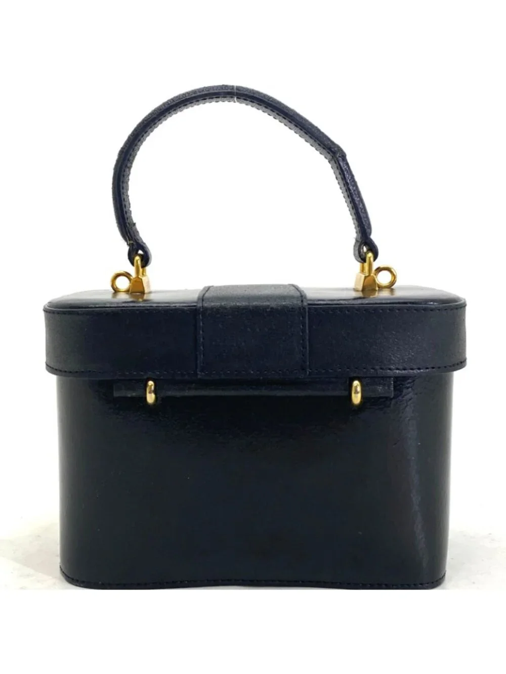 Fendi Vanity Bag Vintage Style Leather Black